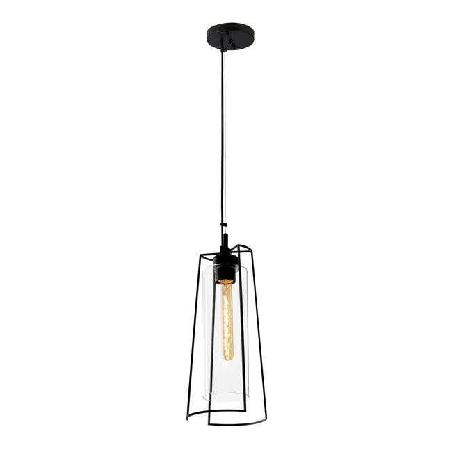 1243-MB-CL - Cere Indoor/Outdoor Narrow Pendant Light - Matte Black