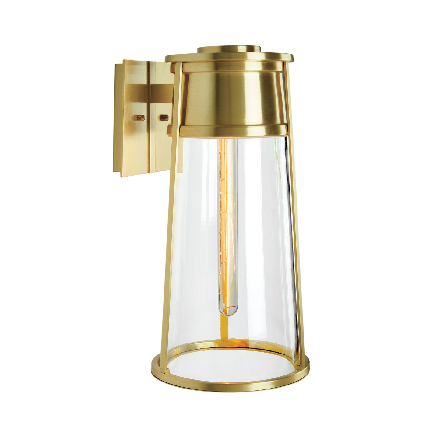 1246-SB-CL - Cone Outdoor Wall Light - Satin Brass