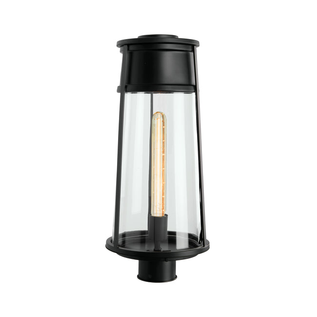 1247-MB-CL - Cone Outdoor Post Lantern Light - Matte Black