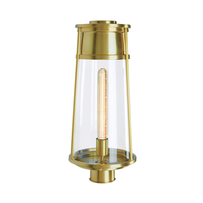 1247-SB-CL - Cone Outdoor Post Lantern Light - Satin Brass