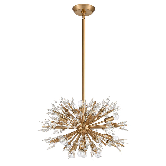 12765/15 - Starburst 20'' Wide 15-Light Chandelier - Satin Brass