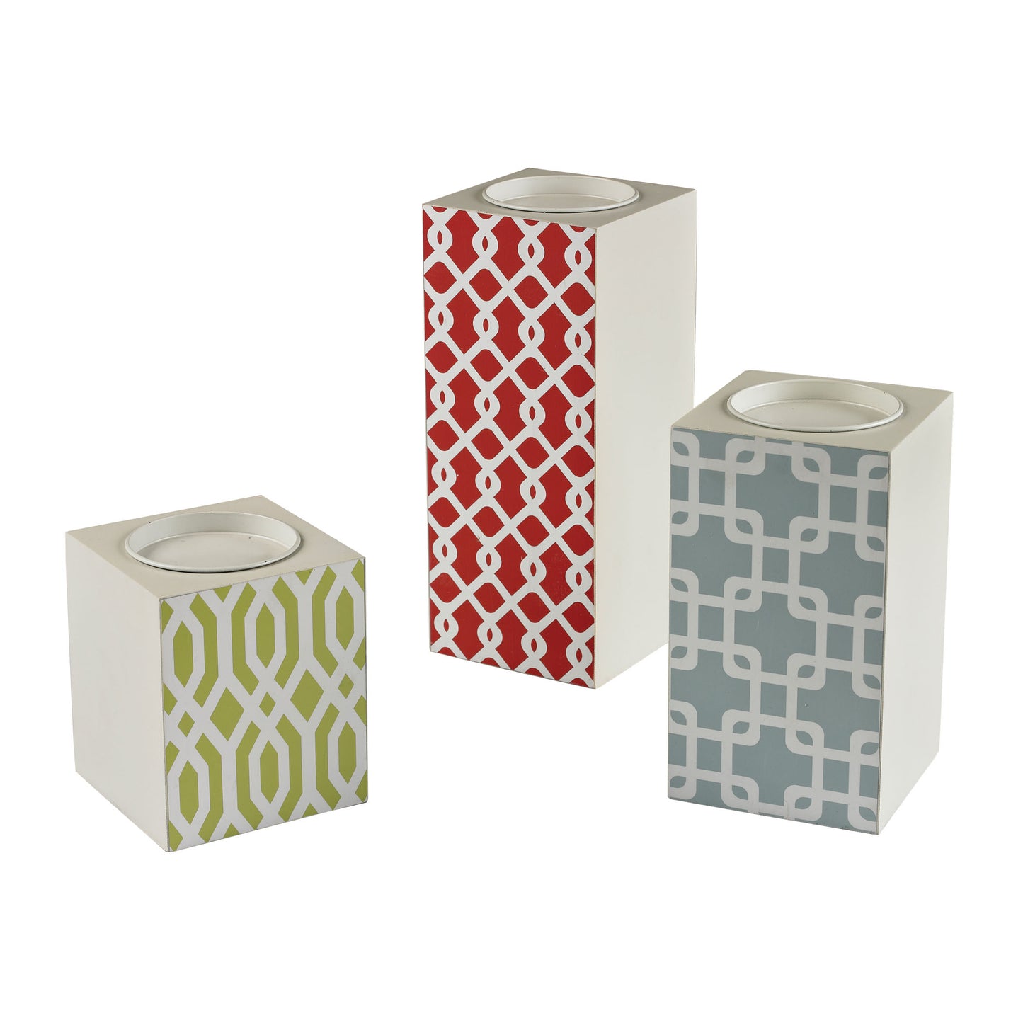 129-1101/S3 - Chevron Print Candle Holders (3-piece Set)