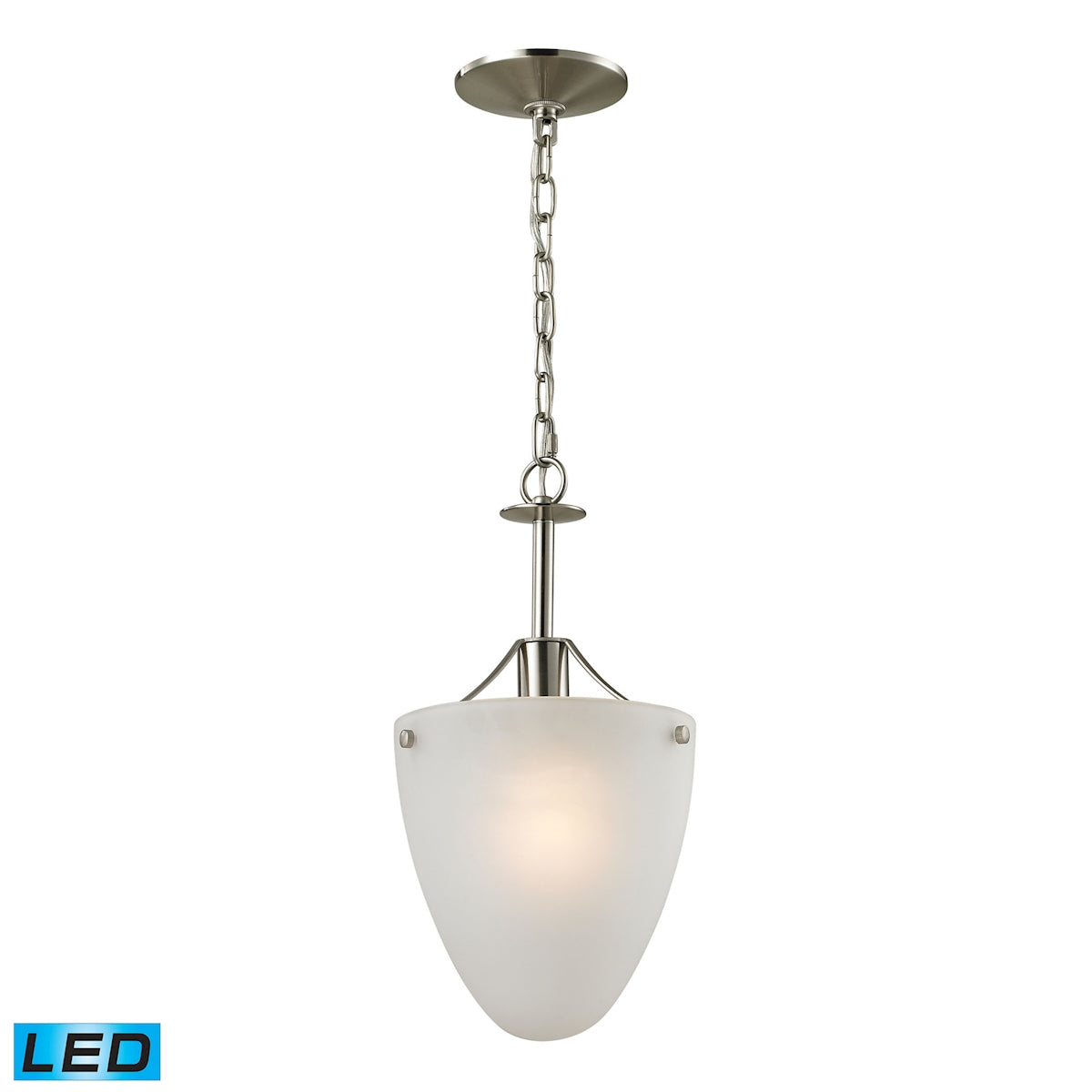 1301CS/20-LED - Jackson 1-Light Semi Flush in Brushed Nickel with White Glass - Includes LED Bulbs