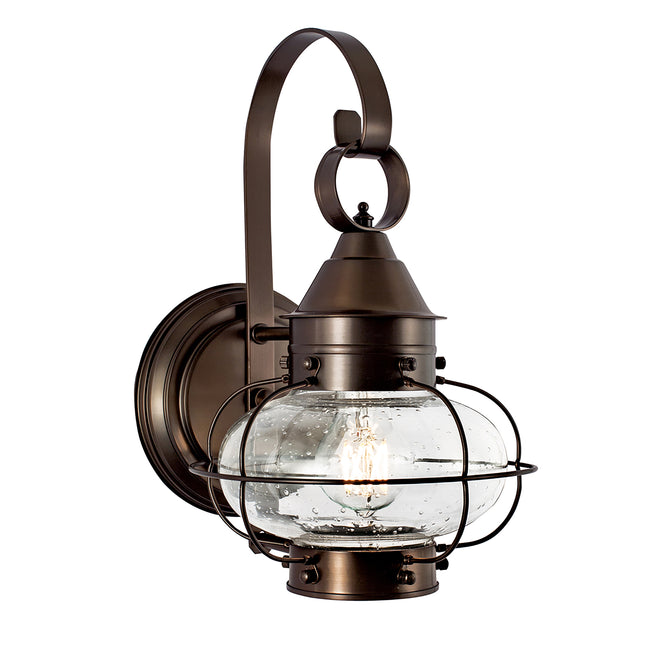 1323-BR-SE - Cottage Onion Outdoor Wall Light - Bronze with Seeded Glass