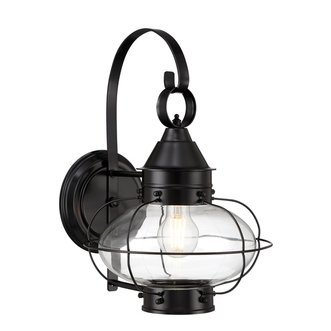 1324-BL-CL - Cottage Onion Outdoor Wall Light - Black with Clear Glass