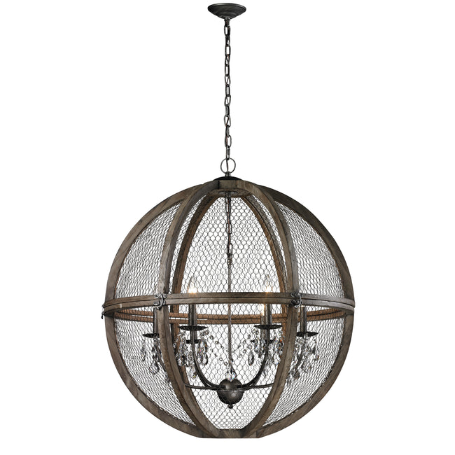 140-008 - Renaissance Invention 30'' Wide 6-Light Pendant - Weathered Zinc