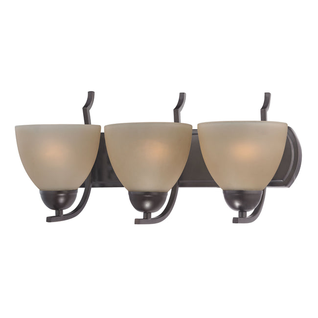 1463BB/10 - Kingston 3-Light Vanity Light in Oil Rubbed Bronze with Cafe Tint Glass