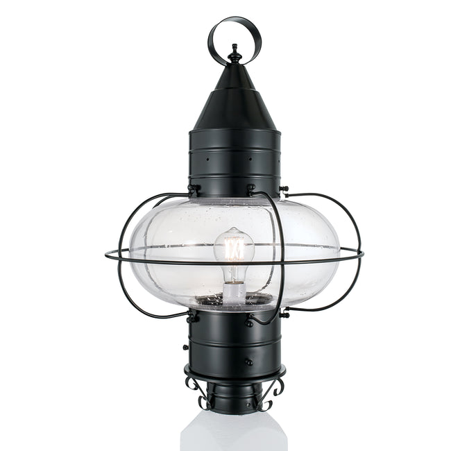 1510-BL-SE - Classic Onion Outdoor Post Light - Black with Seeded Glass