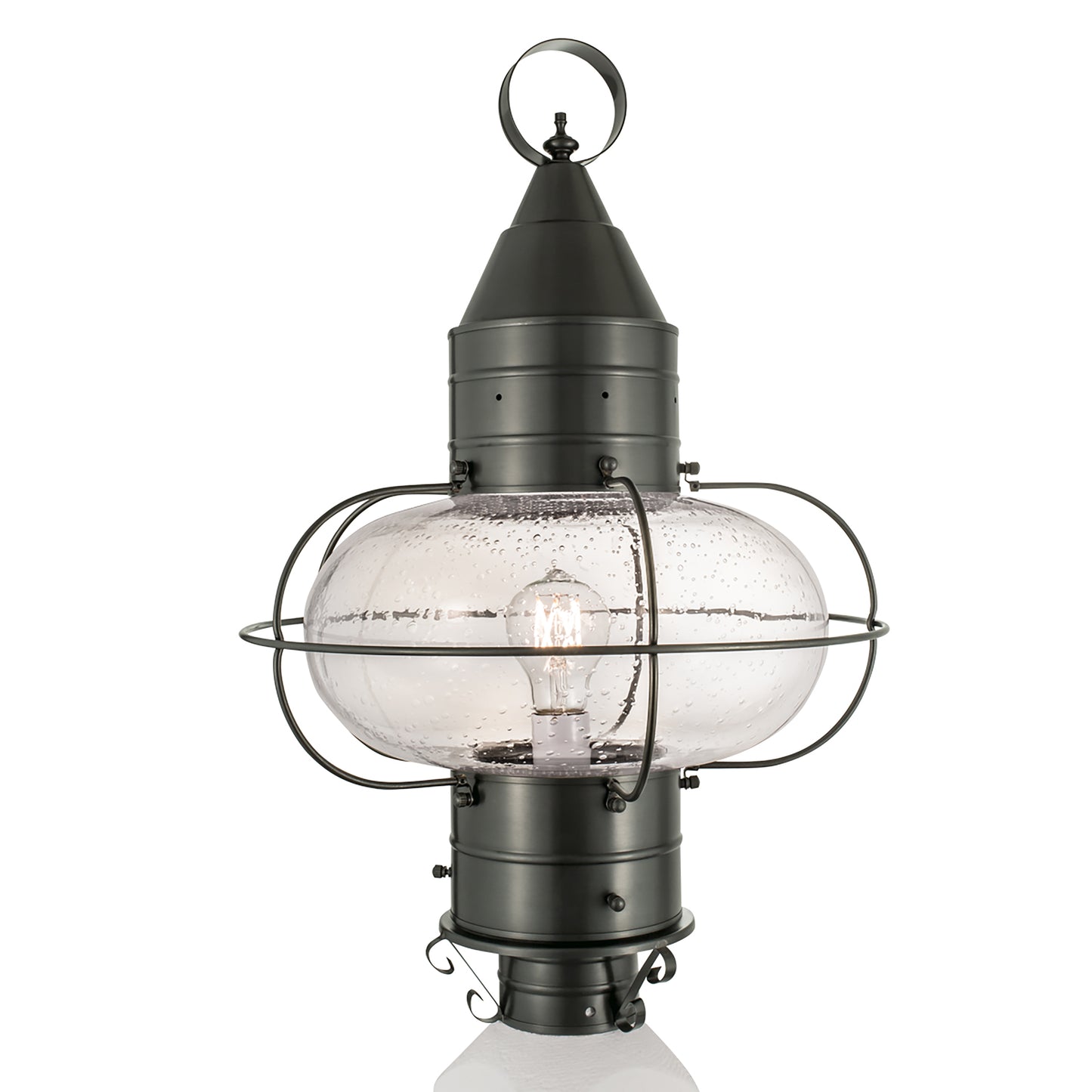 1510-GM-SE - Classic Onion Outdoor Post Light - Gun Metal with Seeded Glass