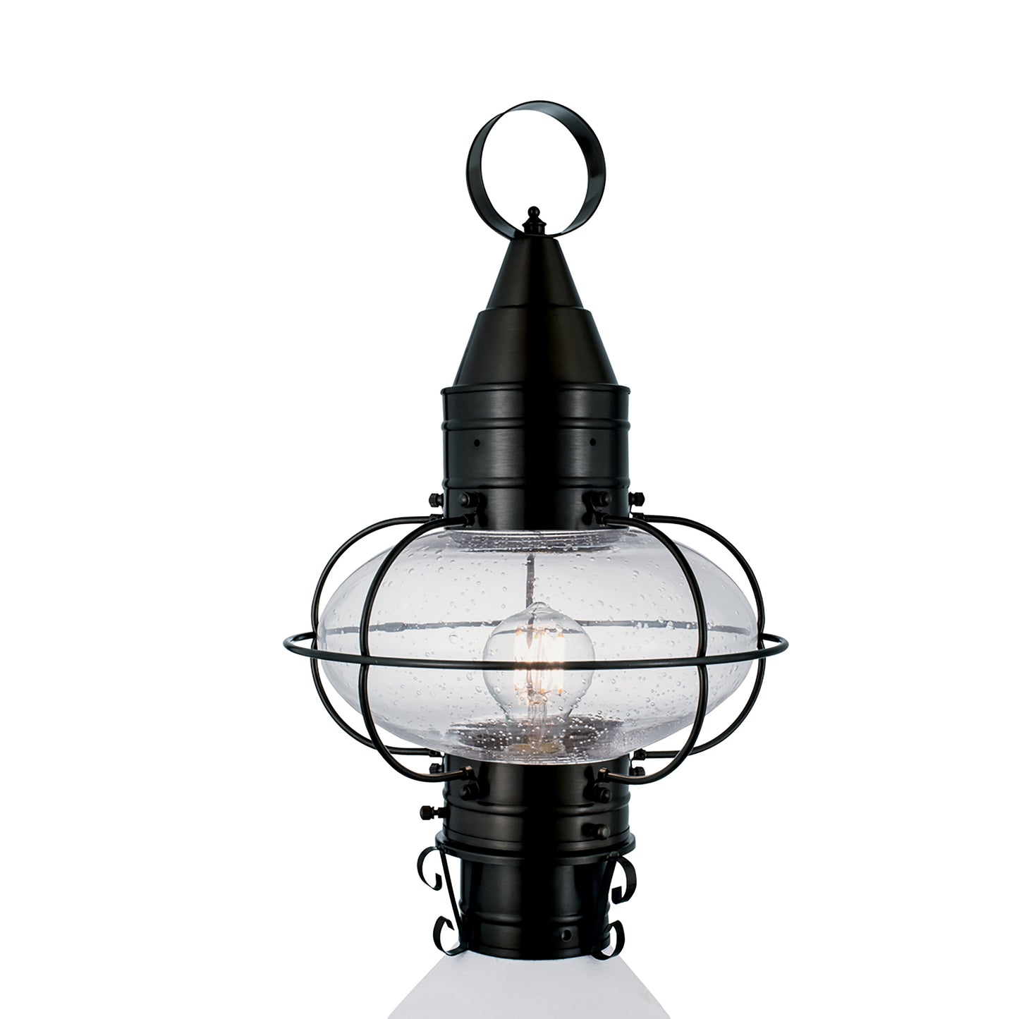 1511-BL-SE - Classic Onion Outdoor Post Light - Black with Seeded Glass