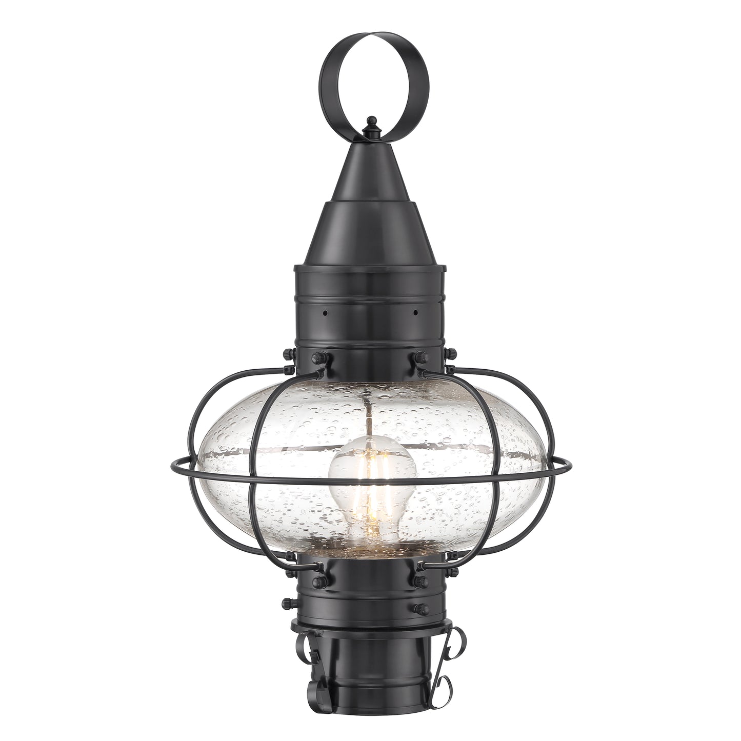 1511-GM-SE - Classic Onion Outdoor Post Light - Gun Metal with Seeded Glass