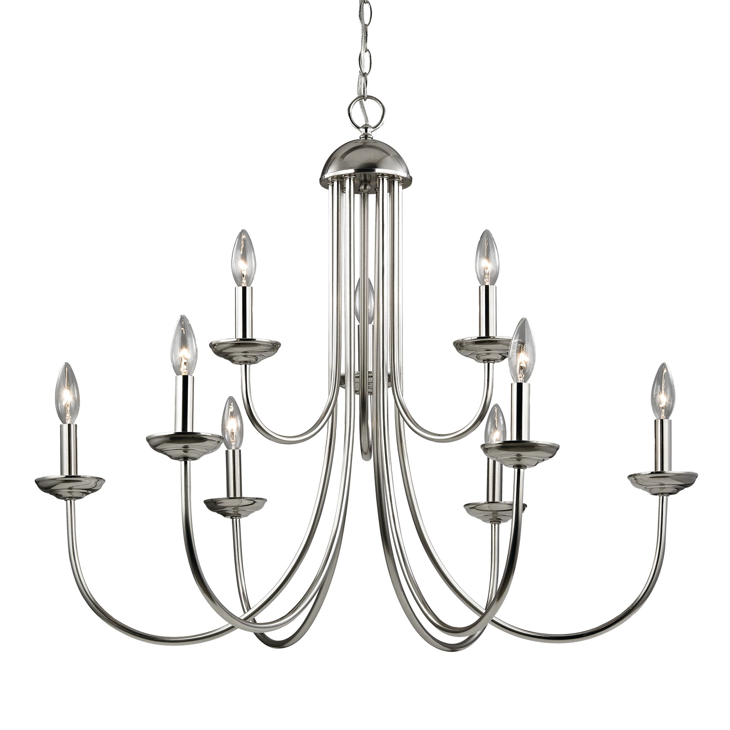 1529CH/20 - Williamsport 34'' Wide 9-Light Chandelier - Brushed Nickel