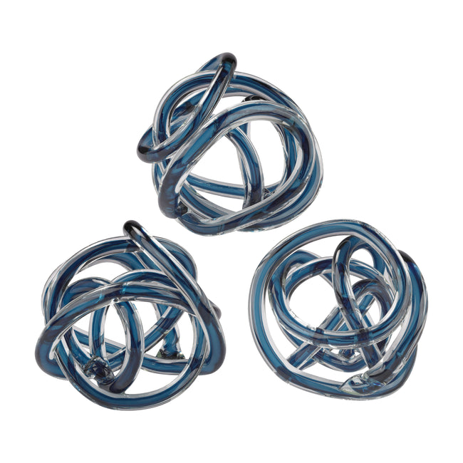 154-018/S3 - Glass Knot - Set of 3 Navy