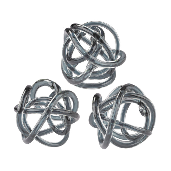 154-019/S3 - Glass Knot - Set of 3 Gray