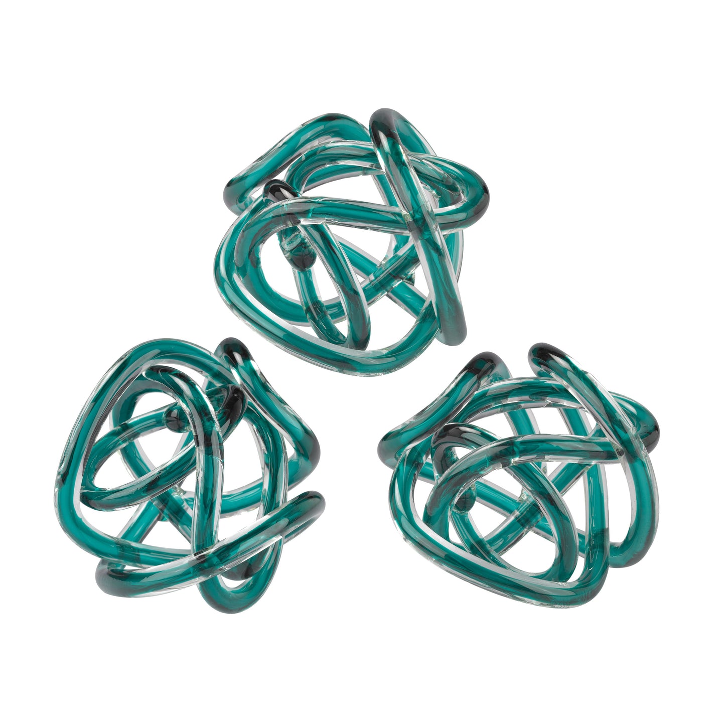 154-020/S3 - Glass Knot - Set of 3 Aqua