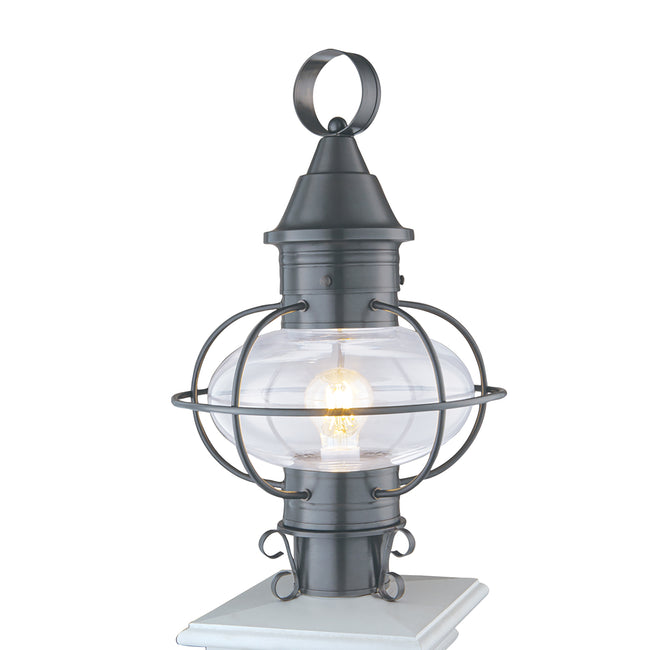 1611-GM-CL - Classic Onion Outdoor Post Lantern - Gun Metal With Clear Glass