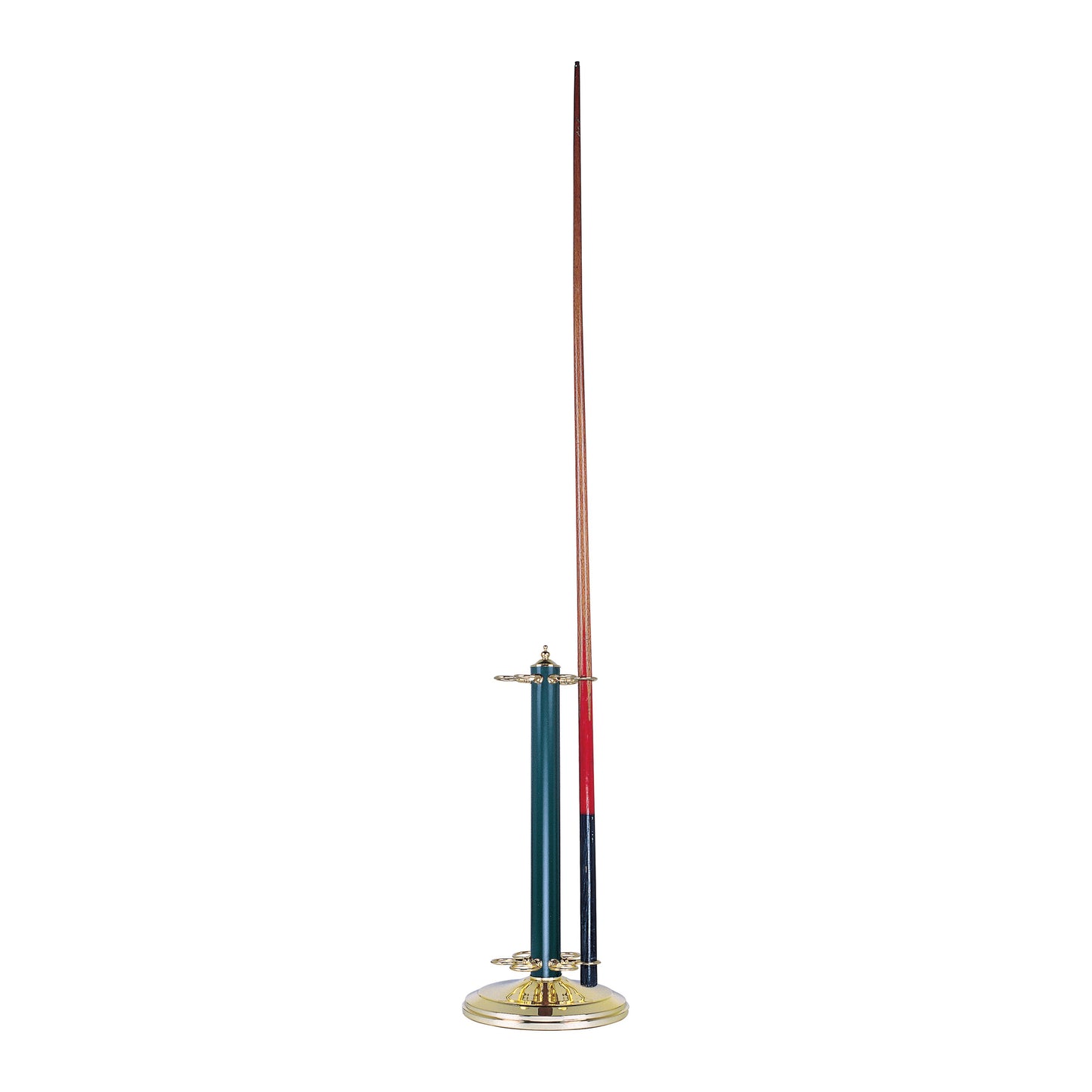 169-PBG - CASUAL TRADITIONS CUE STAND POLISHED BRASS GREEN