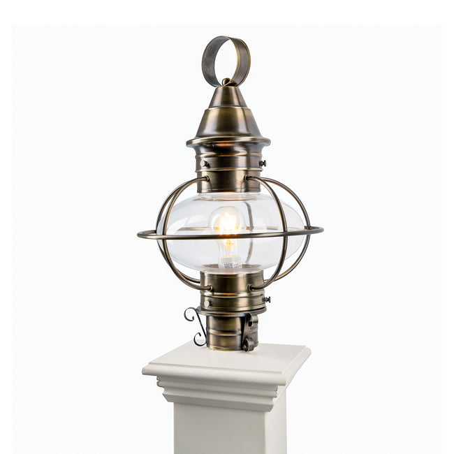 1711-AN-CL - American Onion Outdoor Post Light - Antique Brass