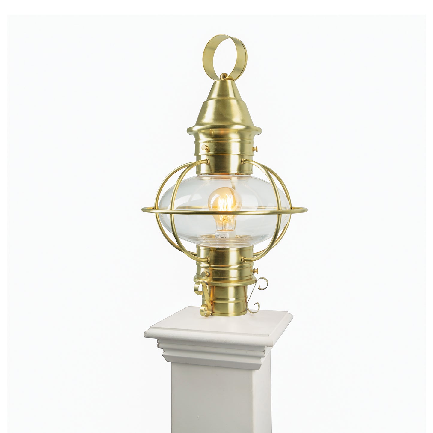 1711-SB-CL - American Onion Outdoor Post Light - Satin Brass