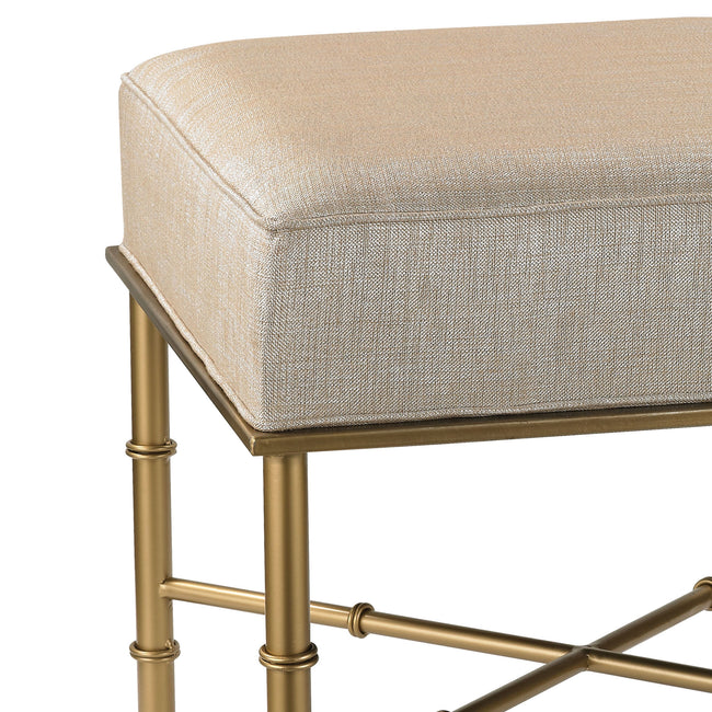 180-014 - Gold Cane Stool - Metallic Cream