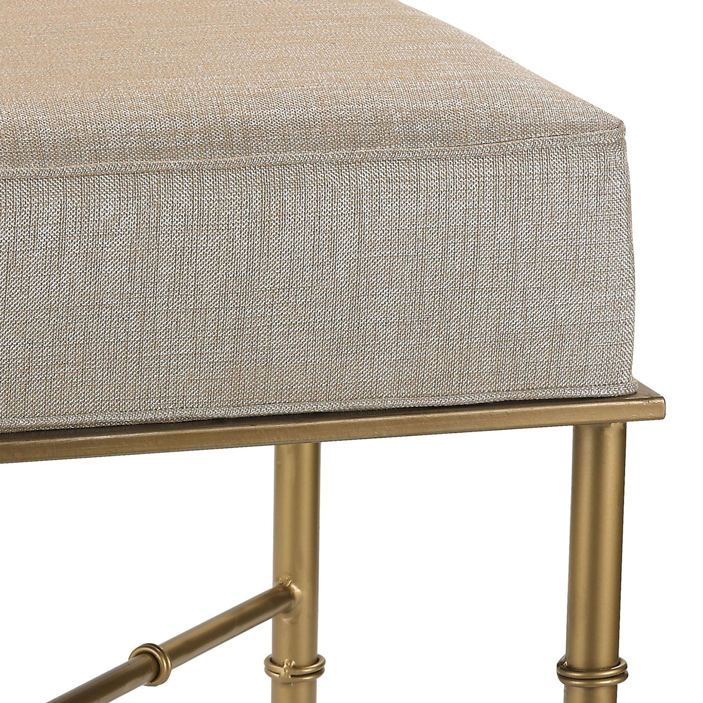 180-014 - Gold Cane Stool - Metallic Cream