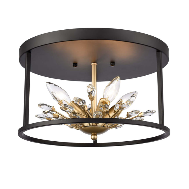 18504/4 - Clairvoyant 14'' Wide 4-Light Flush Mount - Matte Black with Gold