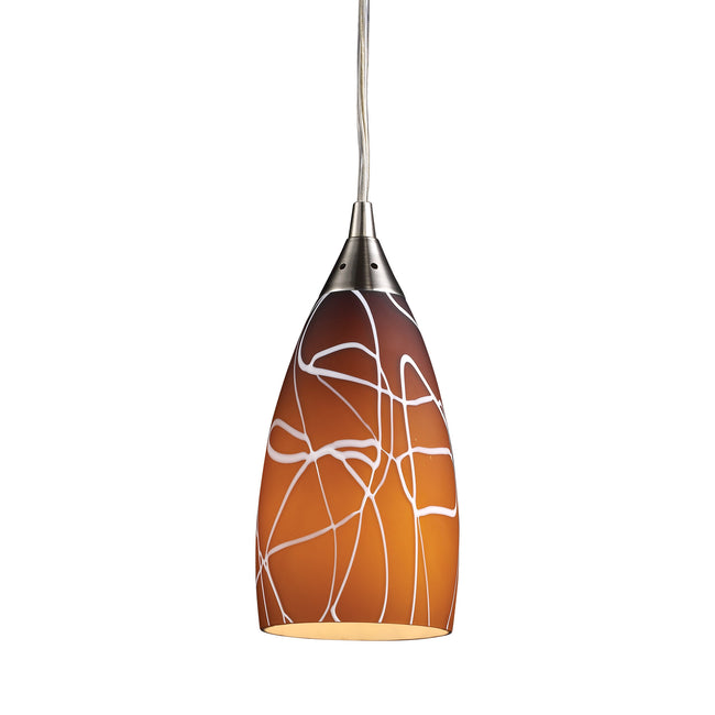 20002/1BA - Abstraction 1-Light Pendant in Brown and Satin Nickel Finish