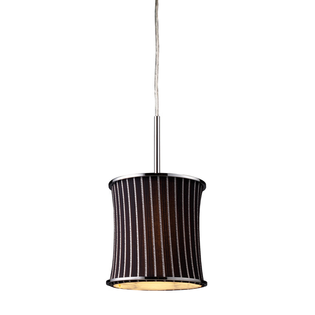 20021/1 - Fabrique 1-Light Drum Pendant in Polished Chrome and Pinstripe Black Shade