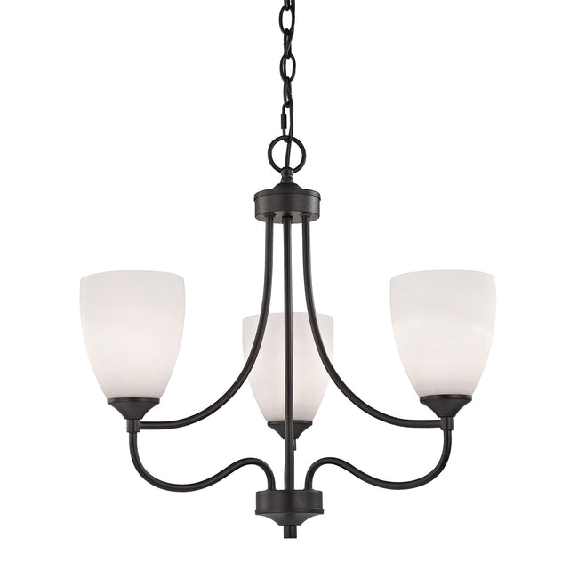 2003CH/10 - Arlington 3-Light Chandelier in Oil Rubbed Bronze with White Glass