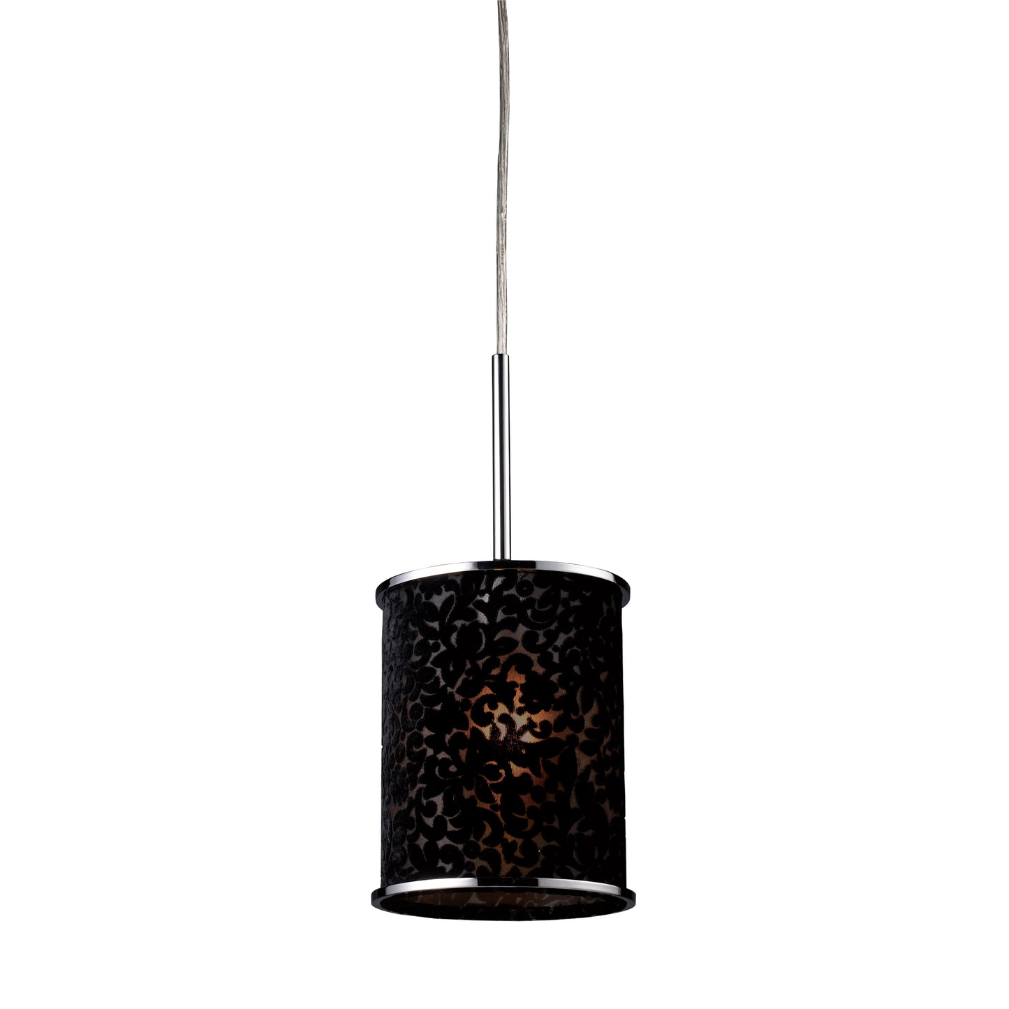 20046/1 - Fabrique 1-Light Drum Pendant in Polished Chrome and Velvet Black Shade