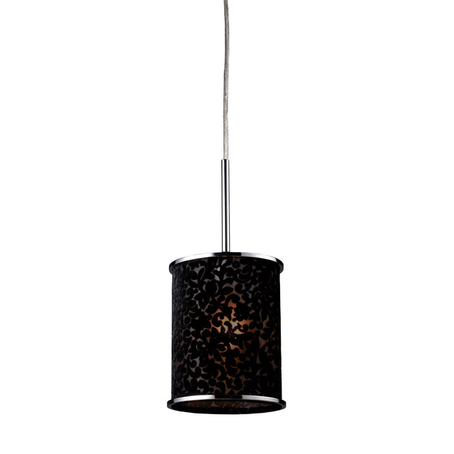 20046/1 - Fabrique 1-Light Drum Pendant in Polished Chrome and Velvet Black Shade