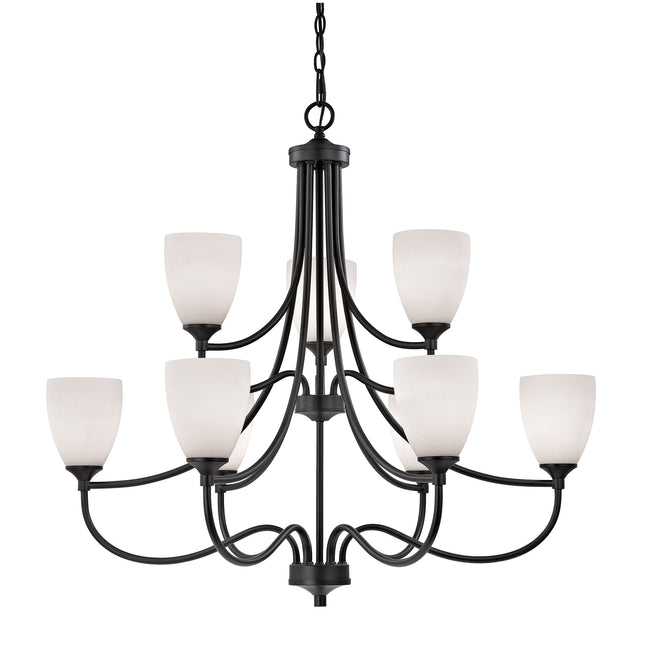 2009CH/10 - Arlington 9-Light Chandelier in Oil Rubbed Bronze with White Glass