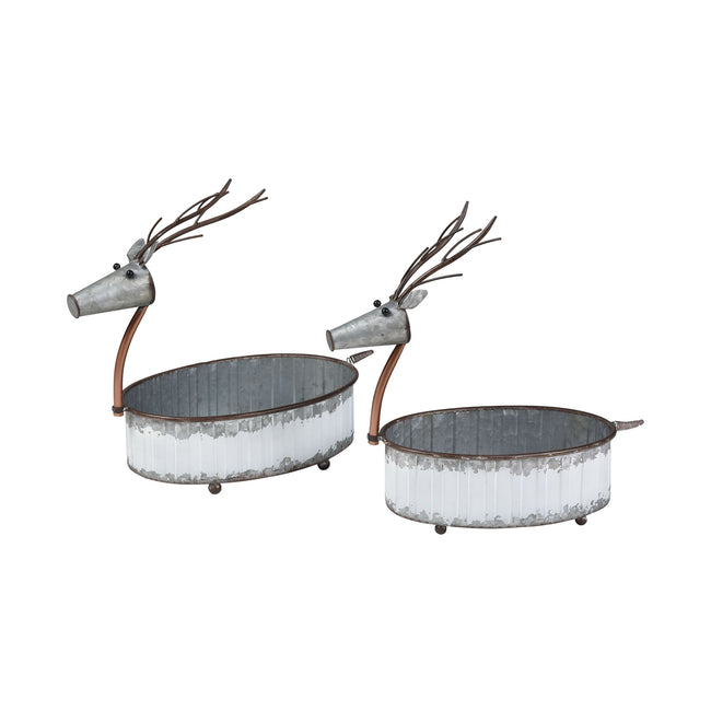 201080 - Winterbrigde Reindeer Pots (Set of 2) - Sawyer White