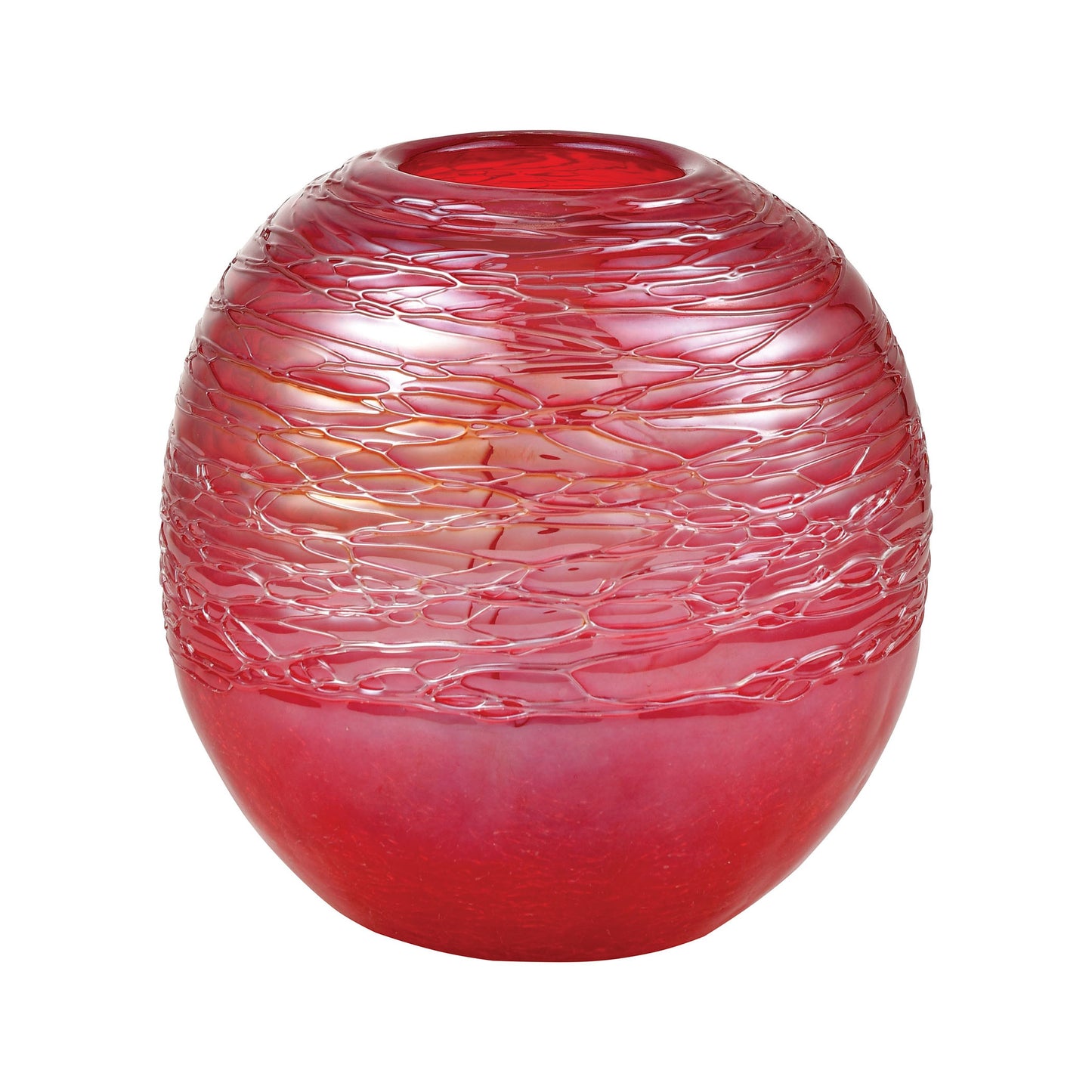 201585 - Cerise Ball Vase - Crimson Ice Crackle Finish