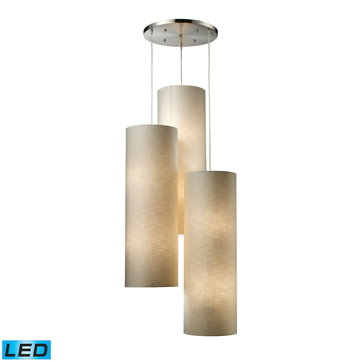 20160/12R-LED - Fabric Cylinders 28'' Wide 12-Light Pendant - Satin Nickel (LED)