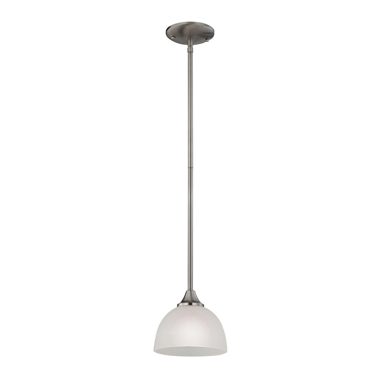 2101PS/20 - Bristol Lane 1-Light Mini Pendant in Brushed Nickel with White Glass