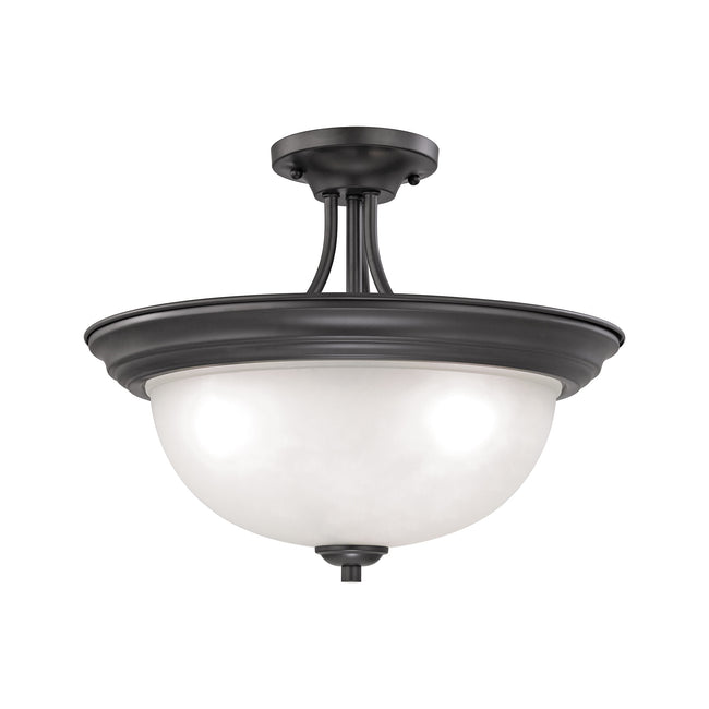 2103SF/10 - Bristol Lane 3-Light Semi Flush Mount in Oil Rubbed Bronze with White Glass