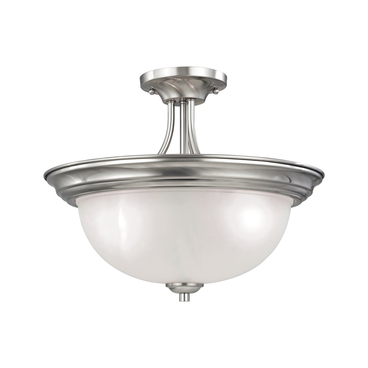 2103SF/20 - Bristol Lane 3-Light Semi Flush Mount in Brushed Nickel with White Glass