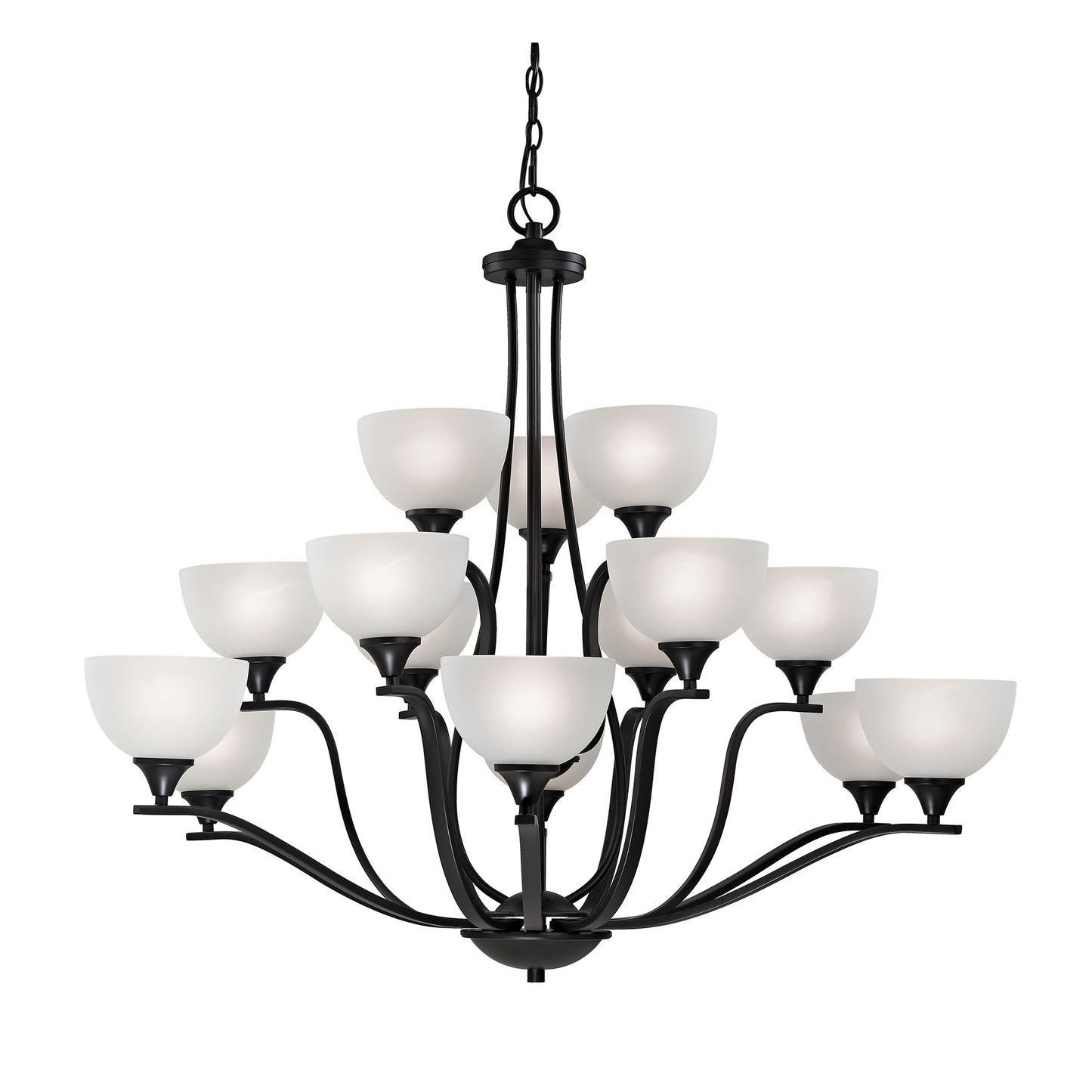 2115CH/10 - Bristol Lane 15-Light Chandelier in Oil Rubbed Bronze with White Glass