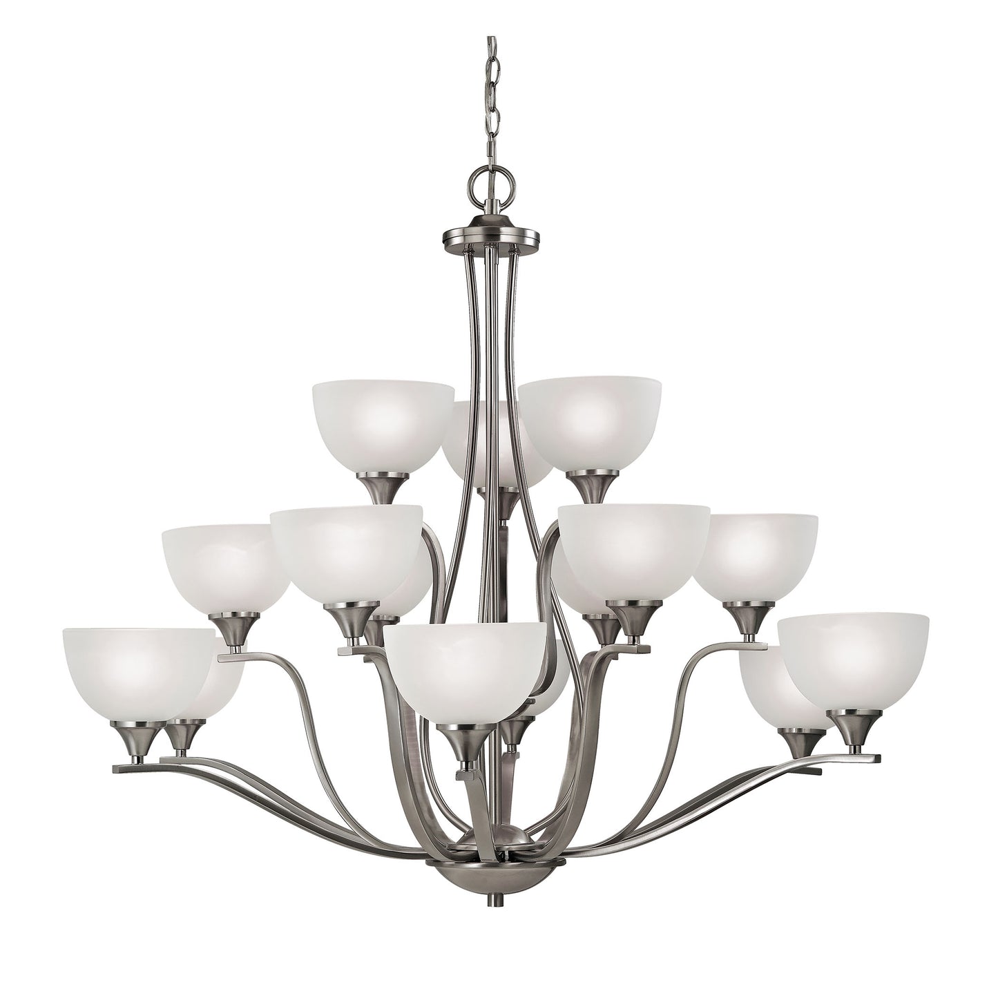 2115CH/20 - Bristol Lane 15-Light Chandelier in Oil Rubbed Bronze with White Glass