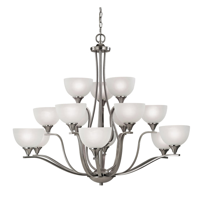 2115CH/20 - Bristol Lane 15-Light Chandelier in Oil Rubbed Bronze with White Glass