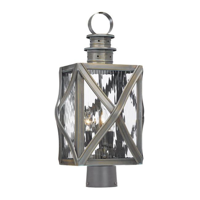 2143-WB - Artistic Lighting 3-Light Post Lantern in Olde Bay Finish with Clear Water Glass