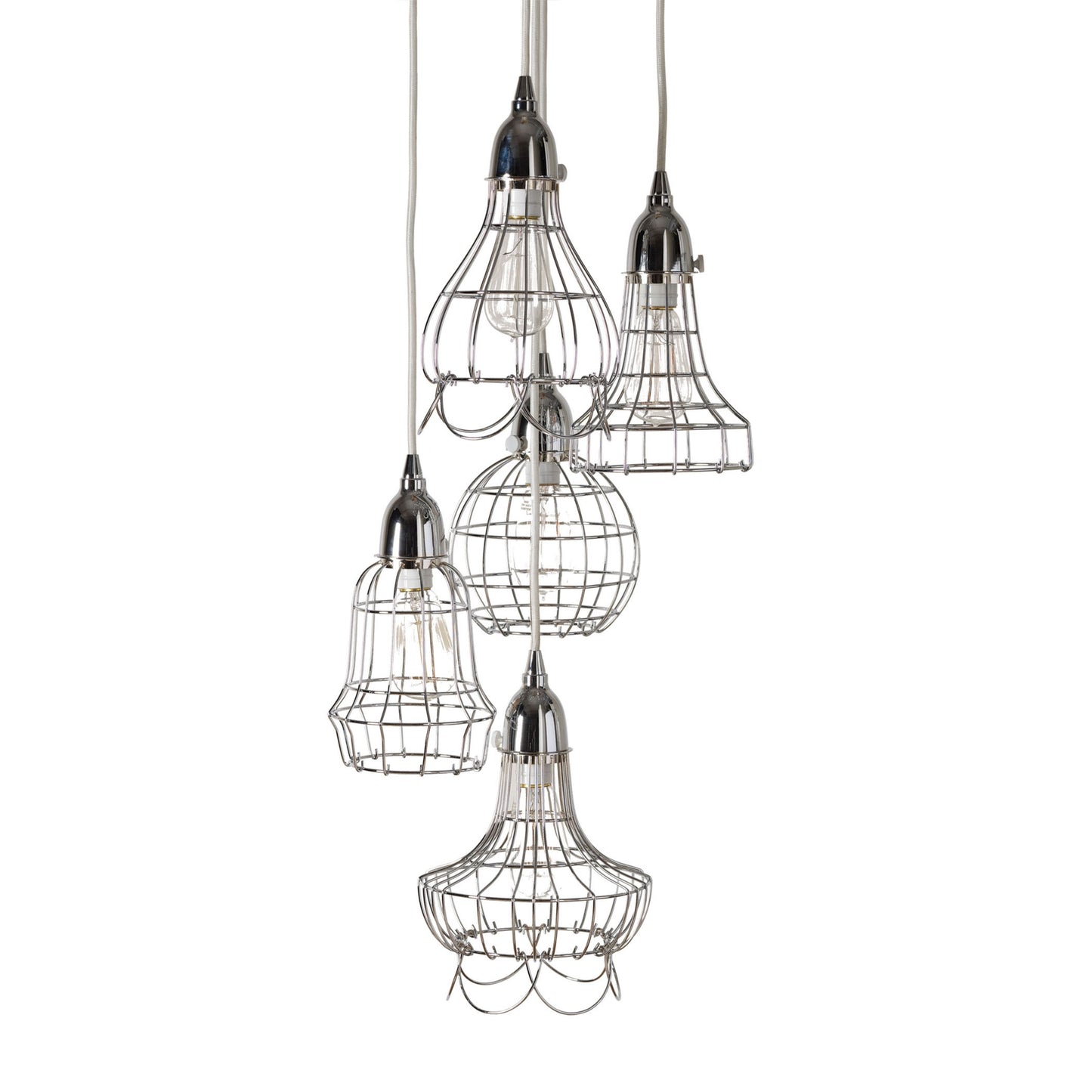 225039 - Wire 6'' Wide 5-Light Multi Pendant - Silver