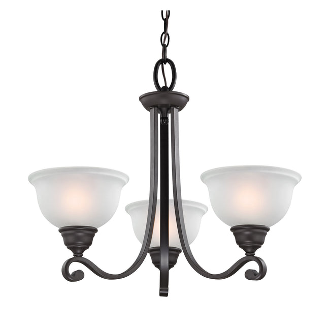 2303CH/10 - Hamilton 3-Light Chandelier in Oil Rubbed Bronze with White Glass