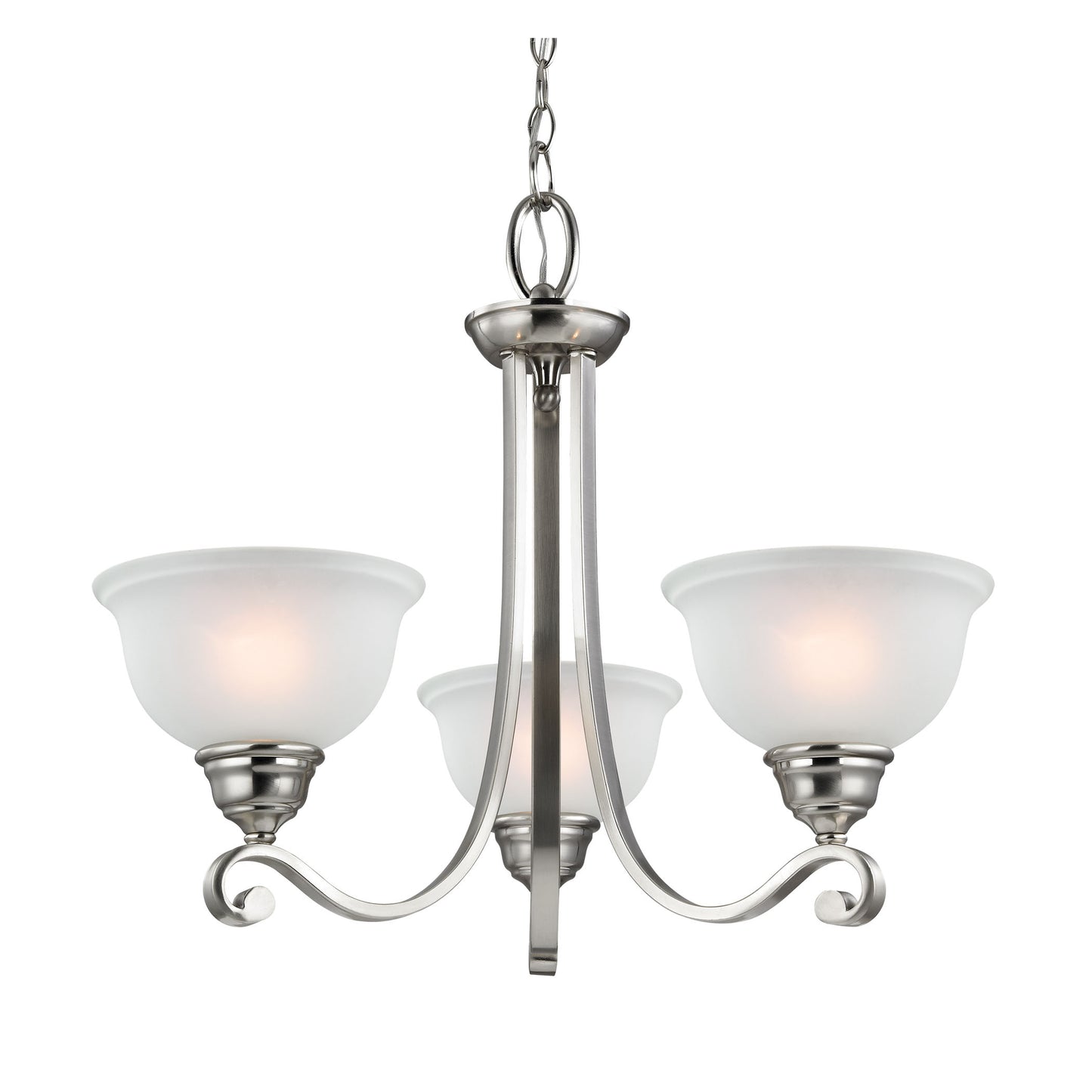 2303CH/20 - Hamilton 3-Light Chandelier in Brushed Nickel with White Glass