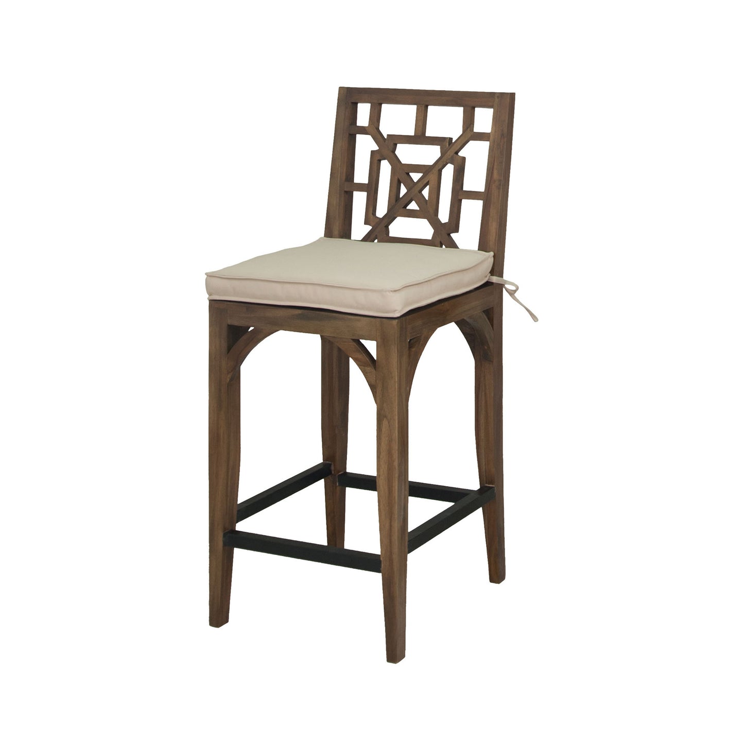 2317006CO - Teak Patio Barstool Cushion - Cream