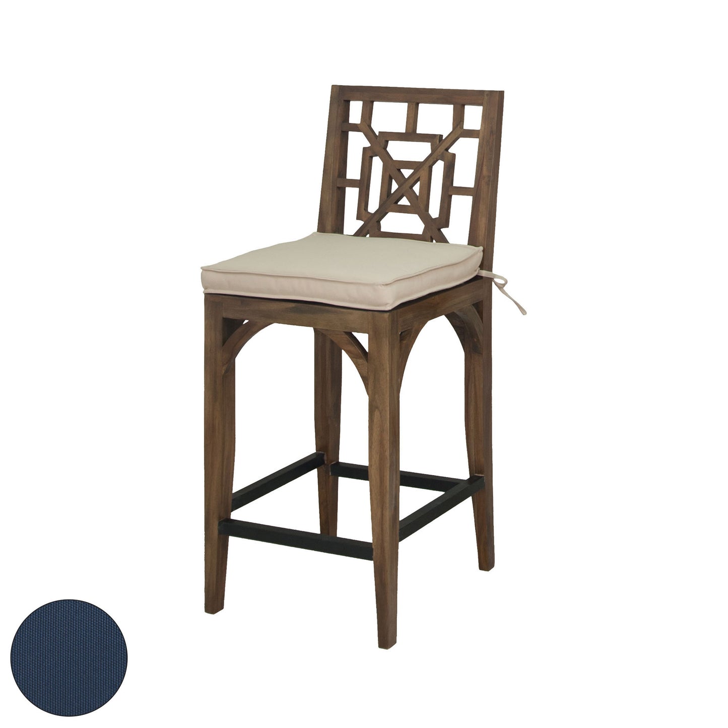 2317006NO - Teak Patio Barstool Cushion - Navy