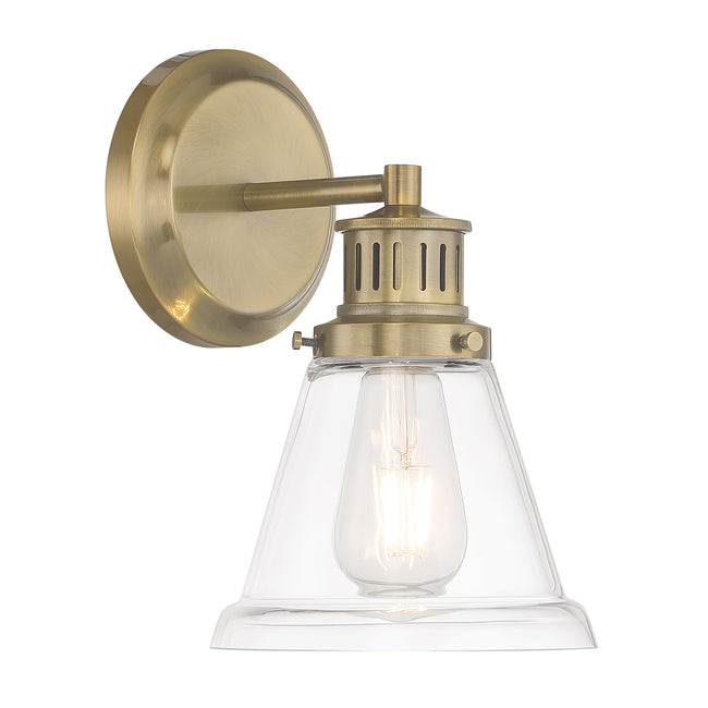 2401-AN-CL - Alden Bath Light - Antique Brass, Clear