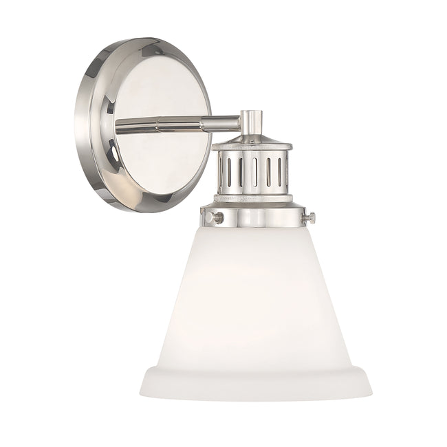 2401-PN-MO - Alden Bath Light - Polished Nickel, Matte Opal