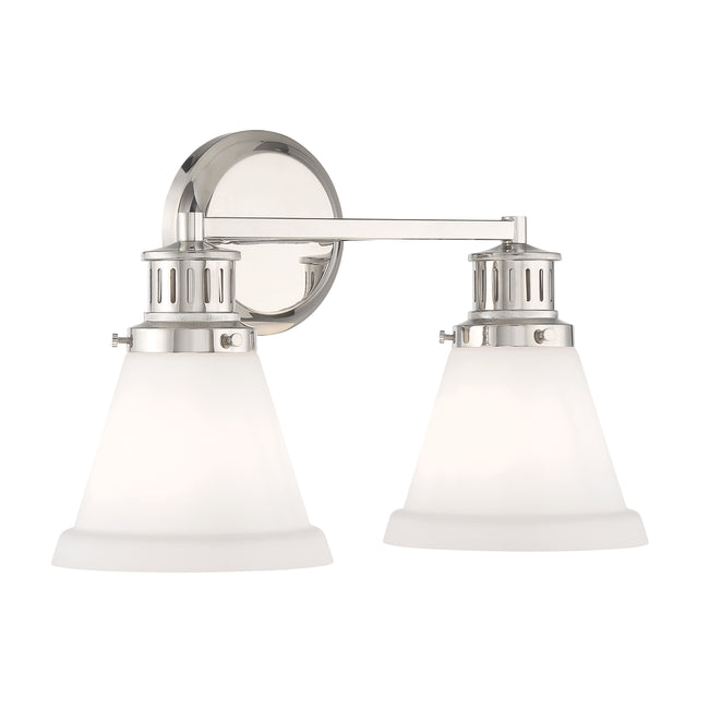 2402-PN-MO - Alden Bath Light - Polished Nickel, Matte Opal